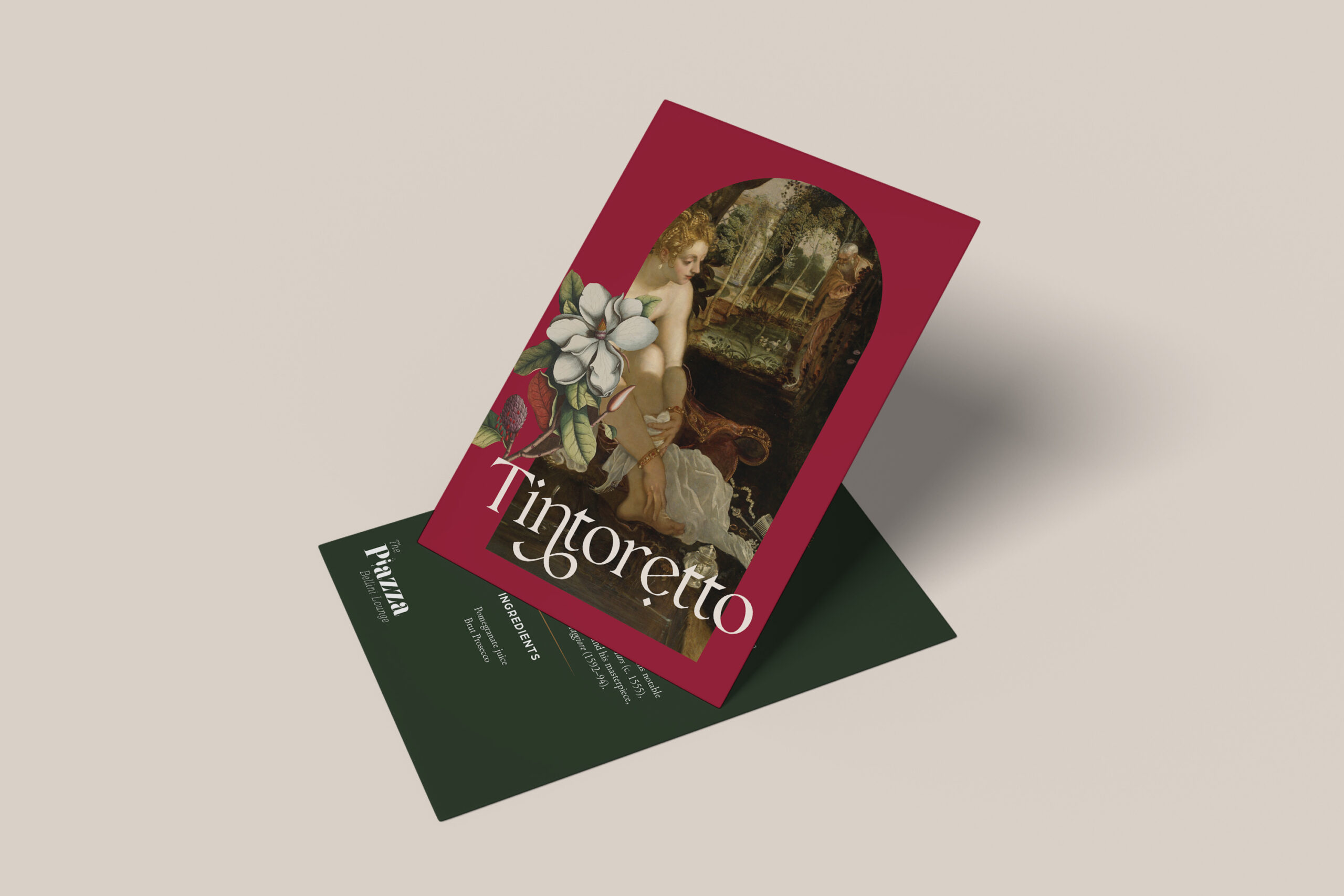 Tintoretto Cocktail card designed by Silver Hare Creative for Piazza Bellini Cocktail Lounge in Caesar's Palace Dubai